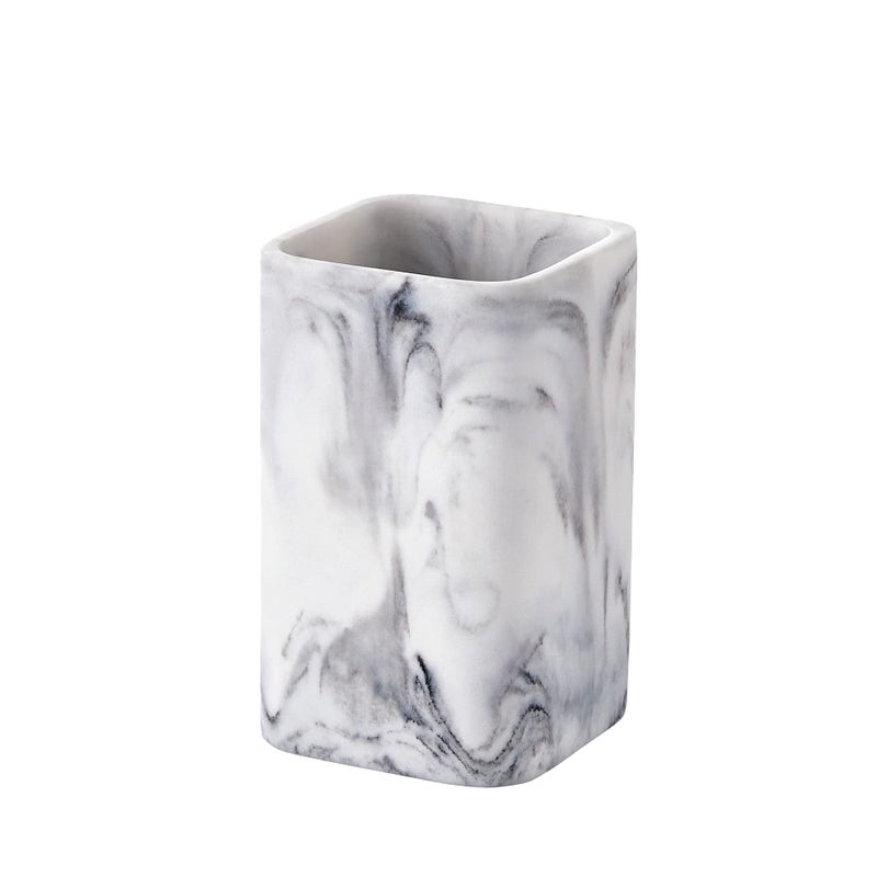 ZCCZ Toothbrush Holder for Bathrooms, White Marble Look Toothpaste and Makeup Holder, Brushes and Razors Holder, Vanity Bathroom Countertop Organizer, Toothbrush Cup - Image 2